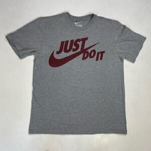 Nike Just Do It Graphic T-shirt Men Medium Gray Short Sleeve